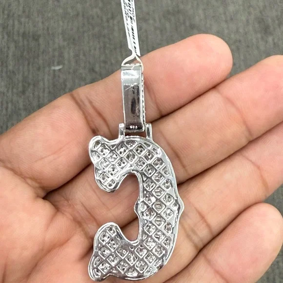 925 Sterling silver moissanite Diamond later C pendant